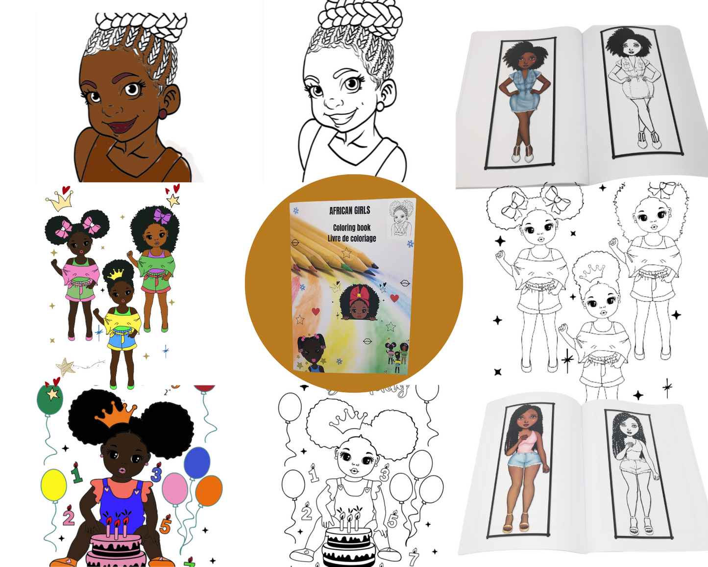 Livre de coloriage African Girls